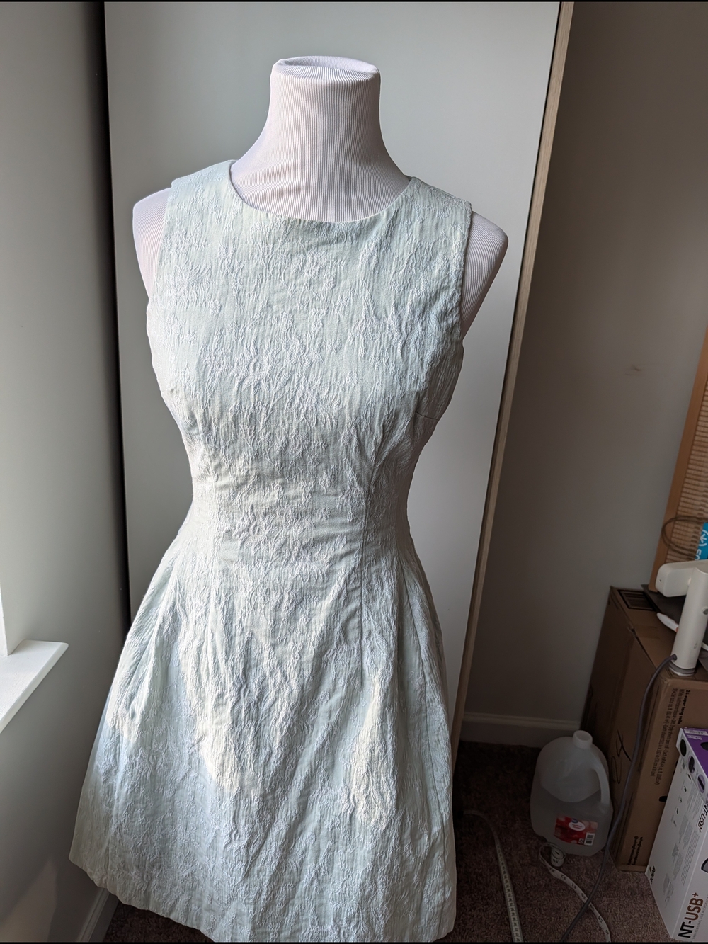 eva mendes for New York & Company Sleeveless Mint Green Fit-and-Flare Dress